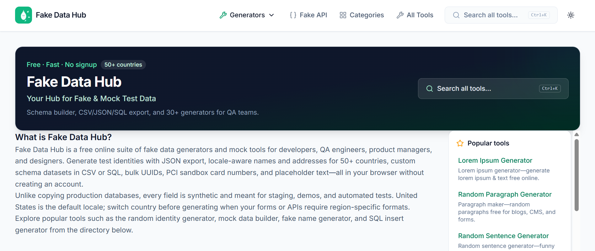 Fake Data Hub preview