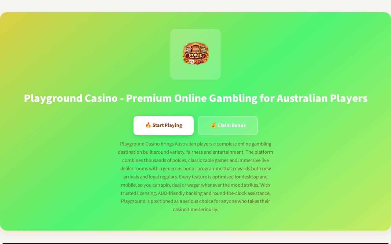 Playground Casino Australia - Pokies, Tables & Bonuses preview